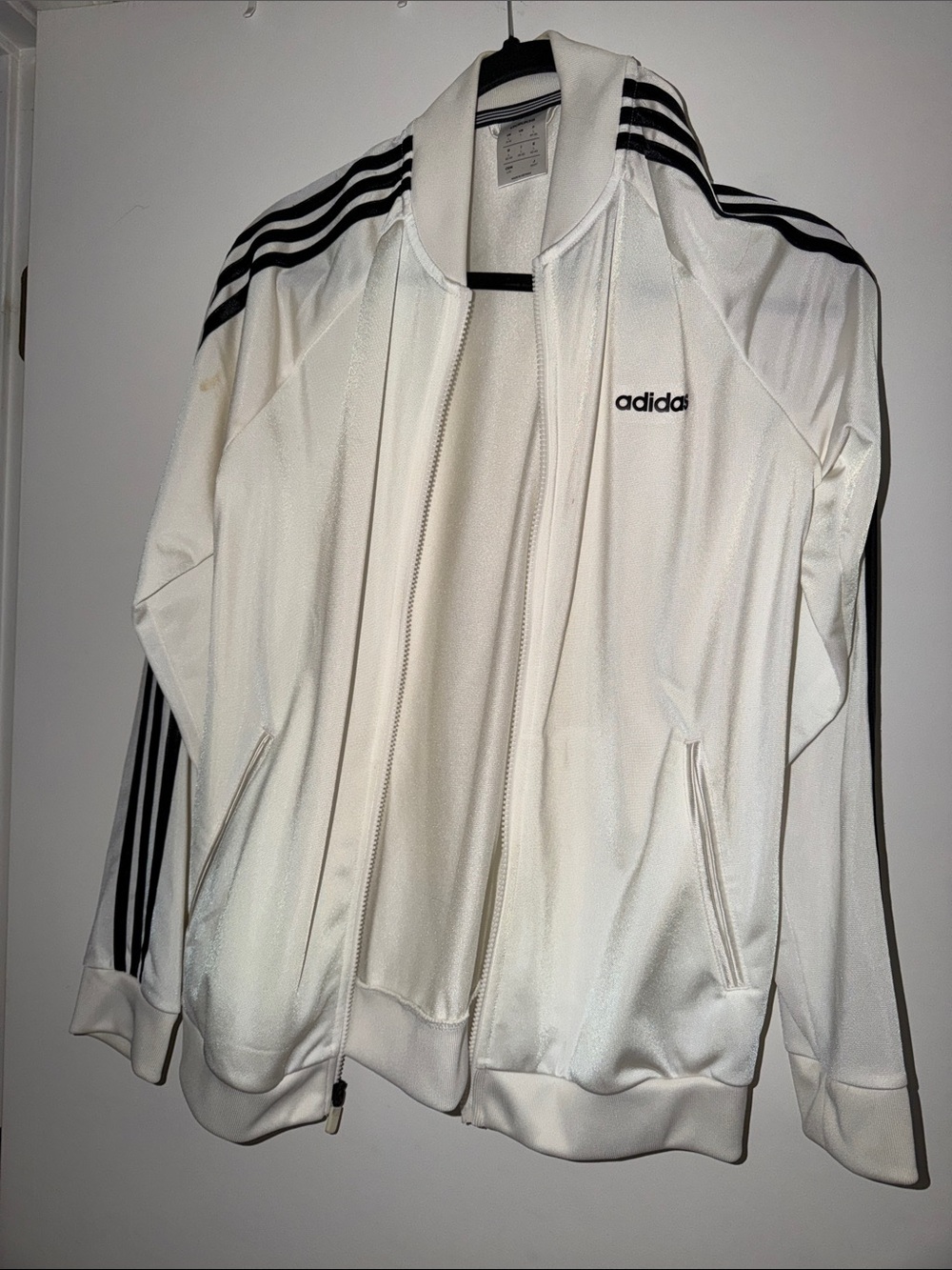 adidas White Jacket with Black Three-Stripe Detailing